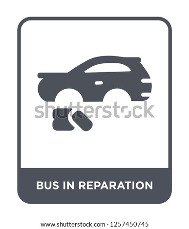 bus in reparation icon vector on white background, bus in reparation trendy filled icons from Mechanicons collection, bus in reparation simple element illustration
