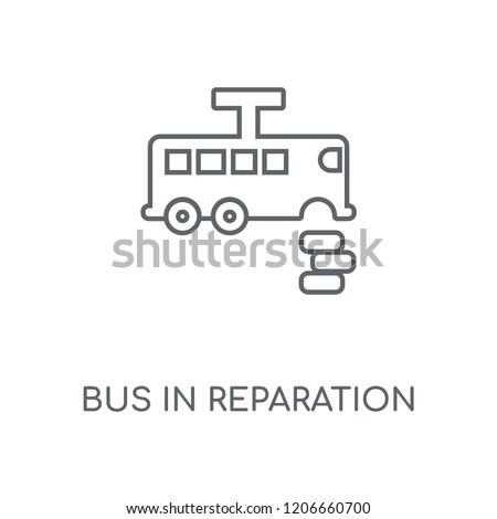 Bus in reparation linear icon. Bus in reparation concept stroke symbol design. Thin graphic elements vector illustration, outline pattern on a white background, eps 10.