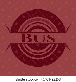 Bus retro style red emblem. Vector Illustration. Detailed.