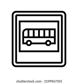 bus road sign line icon vector. bus road sign sign. isolated contour symbol black illustration