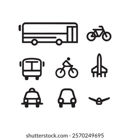 bus rocket and bicycle black and white drawing