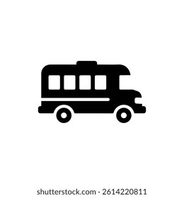 Bus with Rounded Edges and Visible Windows Representing School Transport