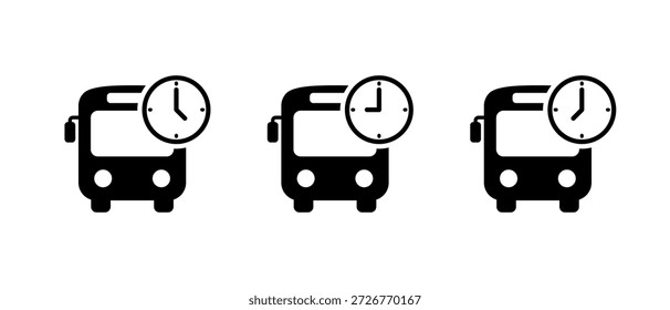 Icono de horario de autobús diseño plano. Símbolo de tiempo de transporte público