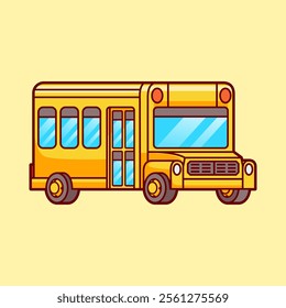 Bus School Cartoon Vector Icon Illustration. Education 
Transportation Icon Concept Isolated Premium Vector. Flat 
Cartoon Style 