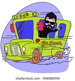 bus school driver hi coming