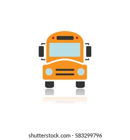 Bus school icon with color and reflection