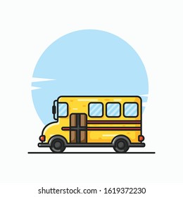 Bus School Icon Flat Design Illustration