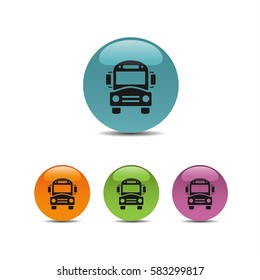Bus school icon on a colored buttons