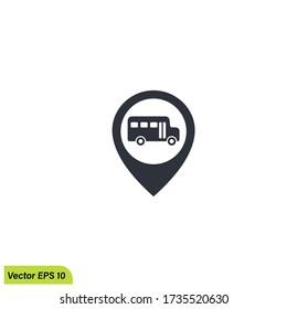 bus school location icon illustration, vector eps 10. design element 