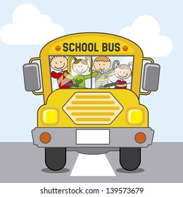 bus school over sky background vector illustration