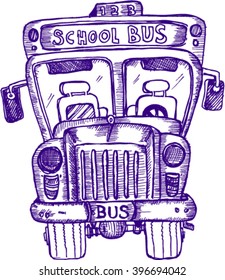 bus, school bus, sketch