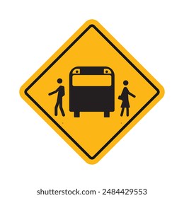bus school stop sign yellow sign vector design