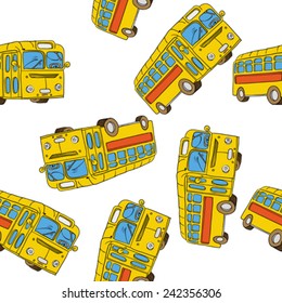 bus seamless pattern on white