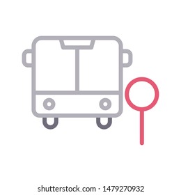 bus search colour line vector icon