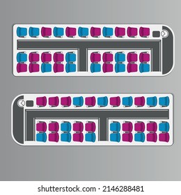 Bus Seating Plan Vector Illustration.