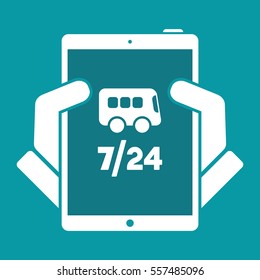 Bus service 7/24 - Vector web icon