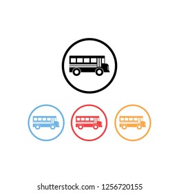 bus set icons in different colors
