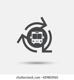 Bus shuttle icon. Public transport stop symbol. Flat bus shuttle web icon on white background. Vector