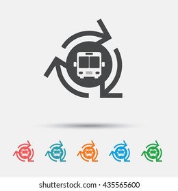 Bus shuttle icon. Public transport stop symbol. Graphic element on white background. Colour clean flat bus shuttle icons. Vector