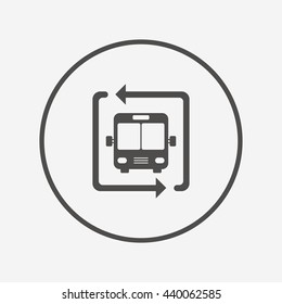 Bus shuttle icon. Public transport stop symbol. Round button with flat bus shuttle icon. Vector