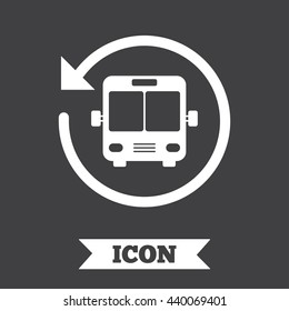 Bus shuttle icon. Public transport stop symbol. Graphic design element. Flat bus shuttle symbol on dark background. Vector