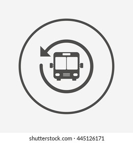 Bus shuttle icon. Public transport stop symbol. Round button with flat passenger transport icon. Vector
