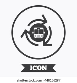 Bus shuttle icon. Public transport stop symbol. Graphic design element. Flat symbol in circle button. Vector