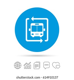 Bus Shuttle Icon. Public Transport Stop Symbol. Copy Files, Chat Speech Bubble And Chart Web Icons. Vector