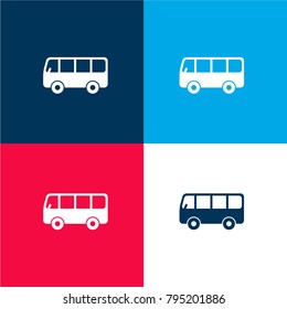 Bus side view four color material and minimal icon logo set in red and blue