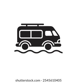 Bus side view icon on white background