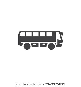 Bus side view vector icon. filled flat sign for mobile concept and web design. School bus glyph icon. Symbol, logo illustration. Vector graphics