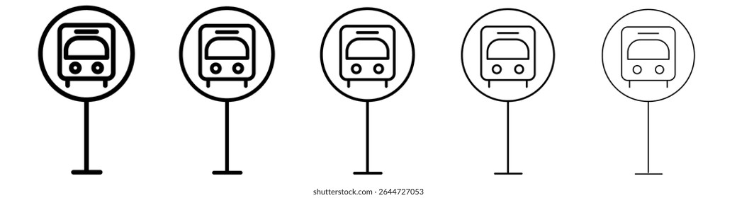 Bus sign icon flat illustration set logo