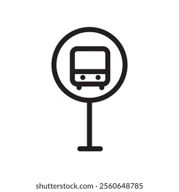 Bus sign icon Outline vector for web ui