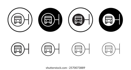 Bus sign icon Outline vector for web ui