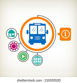 Bus sign icon. Public transport with driver symbol. Flat design for the web, print, banner, advertising.