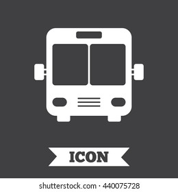 Bus sign icon. Public transport symbol. Graphic design element. Flat bus symbol on dark background. Vector