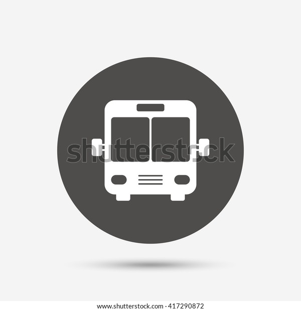 Bus sign icon. Public transport symbol. Gray\
circle button with icon.\
Vector