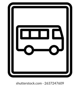bus sign icon Simple thin line stroke