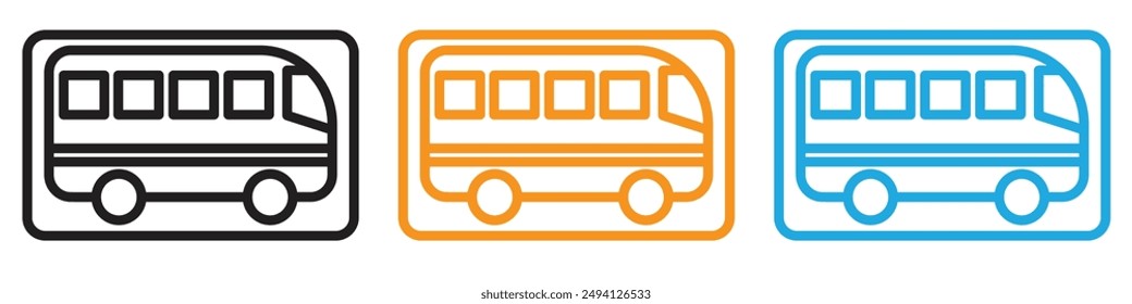 Bus sign icon vector logo set collection for web app ui