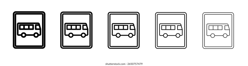 bus sign icon vector thin outline style sign