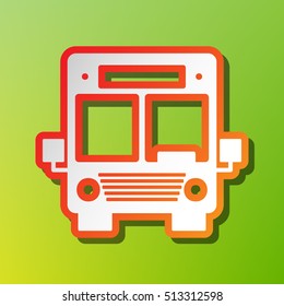 Bus sign illustration. Contrast icon with reddish stroke on green backgound.