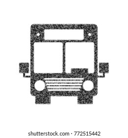 Bus sign illustration. Vector. Black icon from many ovelapping circles with random opacity on white background. Noisy. Isolated.
