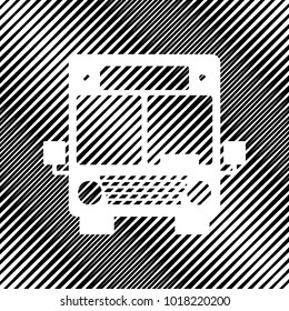 Bus sign illustration. Vector. Icon. Hole in moire background.