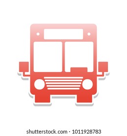 Bus sign illustration. Vector. Reddish icon with white and gray shadow on white background. Isolated.