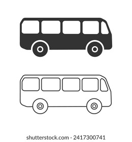 Bus sign line icon set. Public transport symbol vector