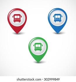 Bus sign - pointer vector button.