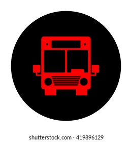 Bus sign. Red vector icon