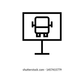 Bus sign single icon. Black vector outline pictogram for web design. Isoleted road sing for website on whiite background. Flat monochrome transport symbol.  