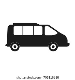 Bus sign. Vector black icon on white background