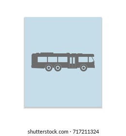 Bus sign Vector black icon on color sticker. Material design